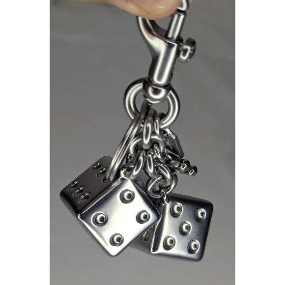 Coach Bag Charm/Keychain - Dice in Silver Metal NWT - Picture 2 of 5
